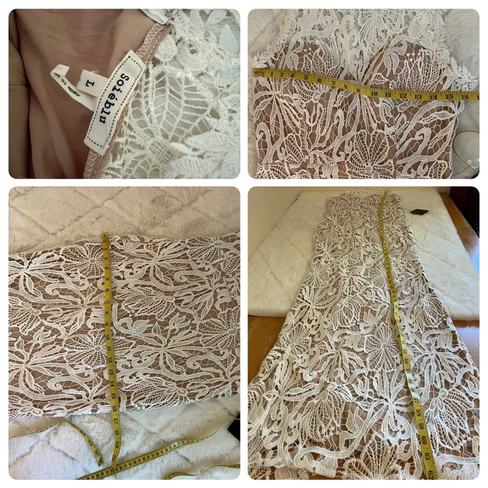 White Crochet Lace Mermaid Maxi Dress Large Boho Wedding Bridal Beach Gown - Picture 9 of 15